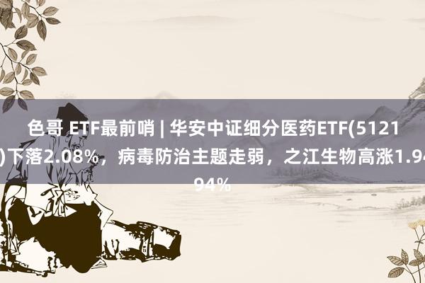 色哥 ETF最前哨 | 华安中证细分医药ETF(512120)下落2.08%，病毒防治主题走弱，之江生物高涨1.94%