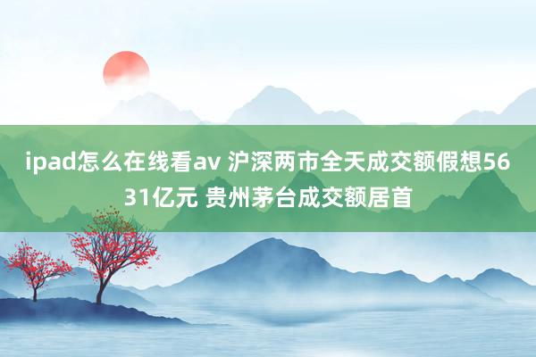 ipad怎么在线看av 沪深两市全天成交额假想5631亿元 贵州茅台成交额居首