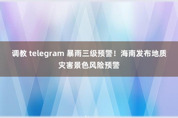 调教 telegram 暴雨三级预警！海南发布地质灾害景色风险预警