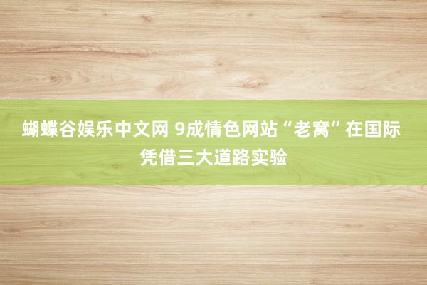 蝴蝶谷娱乐中文网 9成情色网站“老窝”在国际 凭借三大道路实验