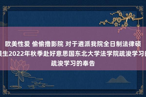 欧美性爱 偷偷撸影院 对于遴派我院全日制法律硕士揣摸生2022年秋季赴好意思国东北大学法学院疏浚学习的奉告