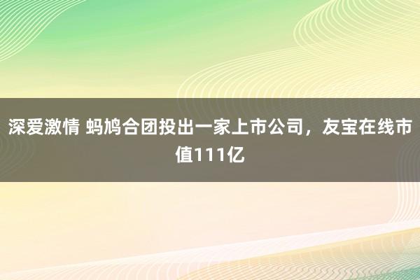 深爱激情 蚂鸠合团投出一家上市公司，友宝在线市值111亿